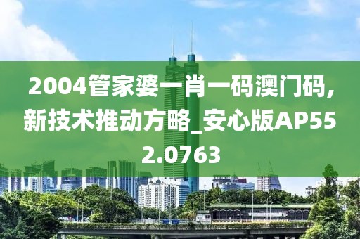 2004管家婆一肖一碼澳門碼,新技術(shù)推動方略_安心版AP552.0763