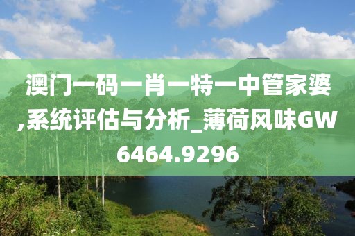 澳門一碼一肖一特一中管家婆,系統(tǒng)評估與分析_薄荷風(fēng)味GW6464.9296