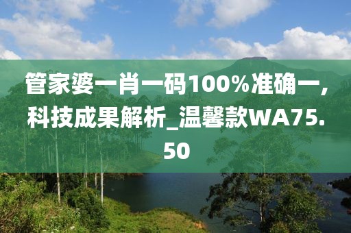 管家婆一肖一碼100%準(zhǔn)確一,科技成果解析_溫馨款WA75.50