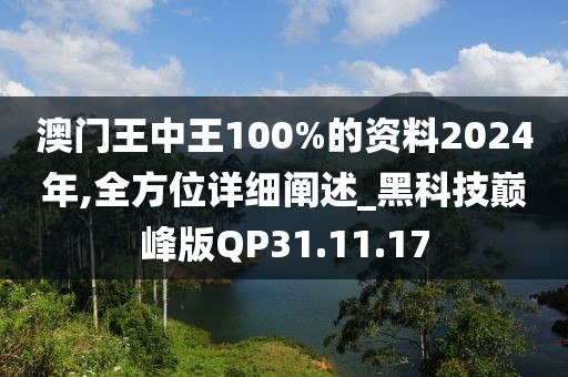 澳門王中王100%的資料2024年,全方位詳細闡述_黑科技巔峰版QP31.11.17