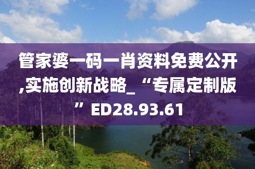 管家婆一碼一肖資料免費公開,實施創(chuàng)新戰(zhàn)略_“專屬定制版”ED28.93.61