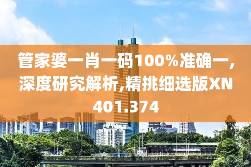 管家婆一肖一碼100%準確一,深度研究解析,精挑細選版XN401.374