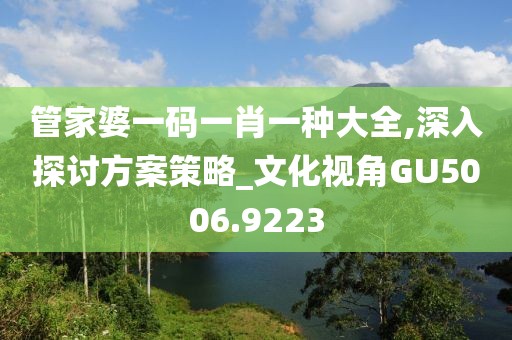 管家婆一碼一肖一種大全,深入探討方案策略_文化視角GU5006.9223