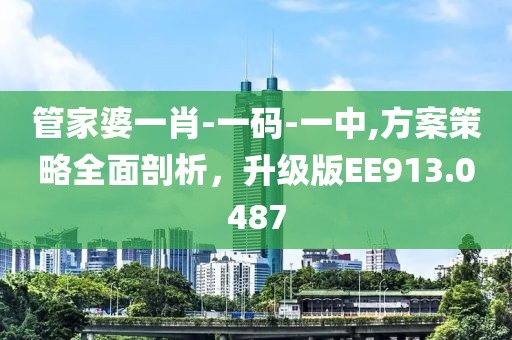 管家婆一肖-一碼-一中,方案策略全面剖析，升級版EE913.0487