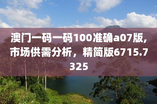 澳門一碼一碼100準確a07版,市場供需分析，精簡版6715.7325